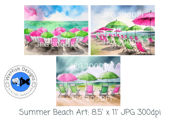 Download Summer Beach Watercolor Digital Prints 4 - Summer Collection