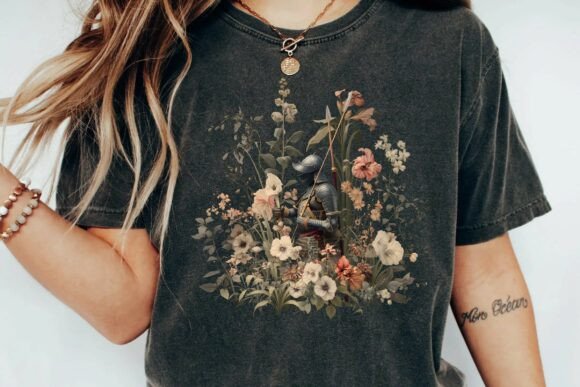 Download Vintage Medieval Knight in Botanical Garden Floral Illustration Clipart Png - Premium Bundle