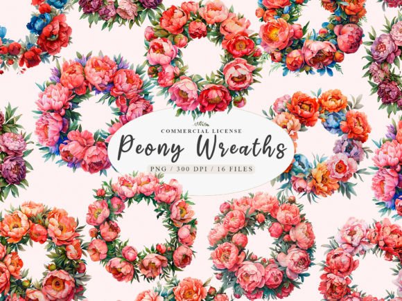 Download Peonies Frame Png, Peony Wreath Clipart - Premium Resources