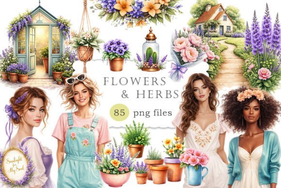 Download Flowers Herbs Clipart Botanical Garden - Premium Bundle