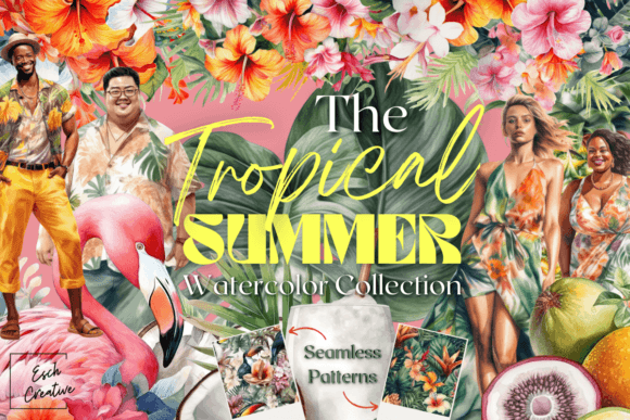 Download Tropical Summer Floral Watercolor Bundle - Summer Collection