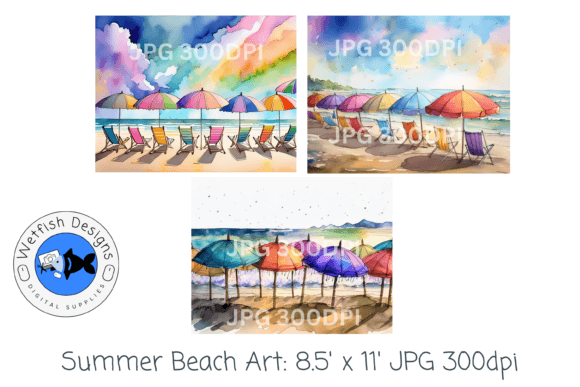 Download Summer Beach Watercolor Digital Prints 3 - Summer Collection
