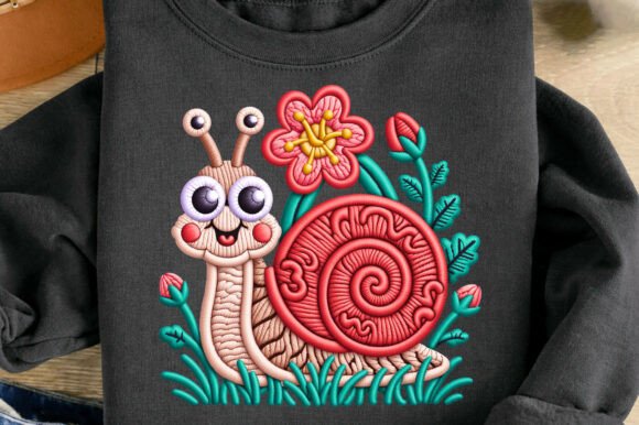 Download Cute Snail Flower Faux Yarn Embroidery - Premium Resources